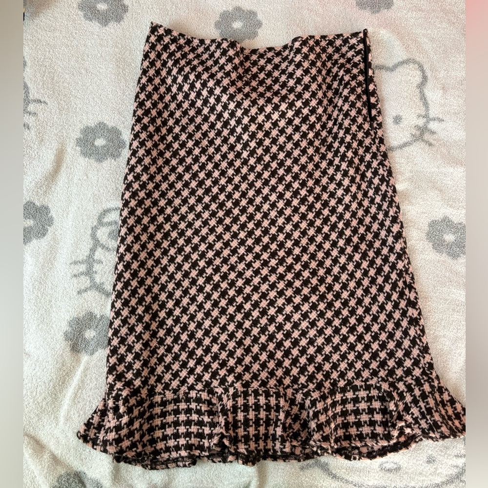 Pink and brown Houndstooth Skirt